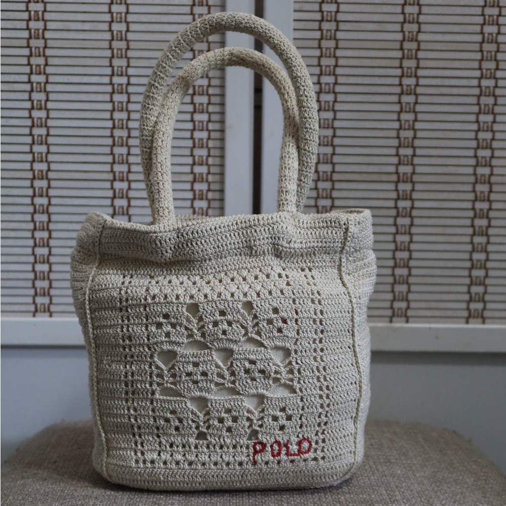 Polo by Ralph Lauren Mini Beige Crochet Tote